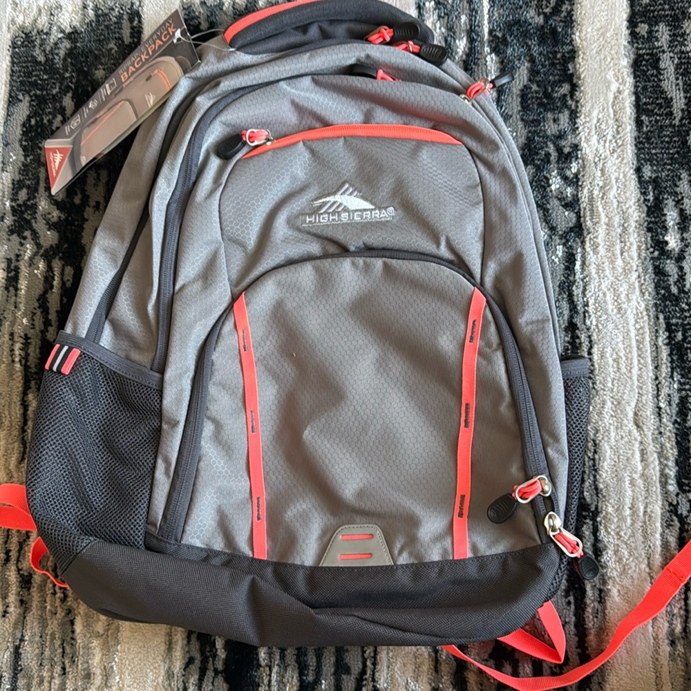 High Sierra Backpack NWT Grey and Neon Pink/Orange Riprap everyday backpack
